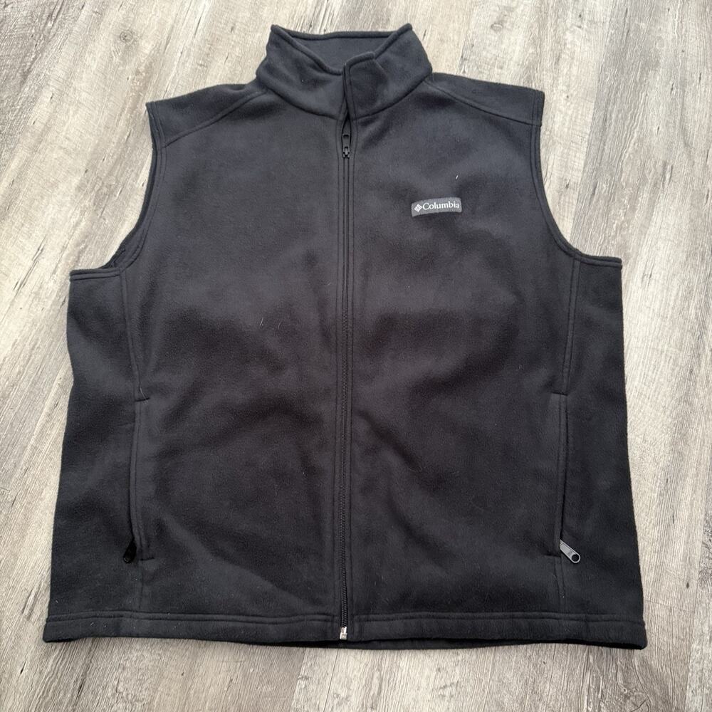 Columbia Vest Mens Sz XL Steens Mountain Fleece Full Zip AM1535 Black/Gray